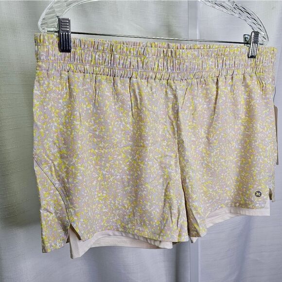 RBX Yellow Multi Print Lined Running Shorts Size Large - Picture 3 of 7
